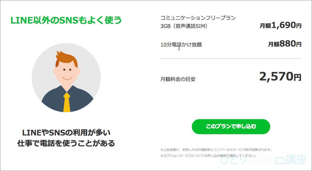 料金に納得できた「音声通話SIM:3GB 月額1,690円」