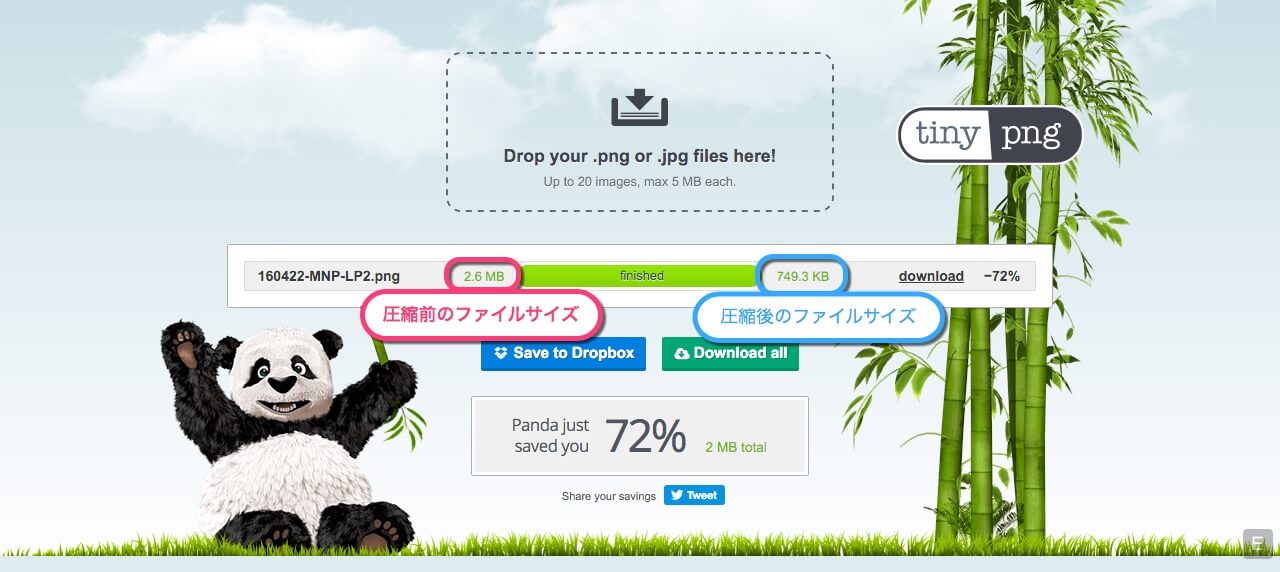 Png画像圧縮 Tinypng の使い方 画像をパンダで圧縮して軽量化する